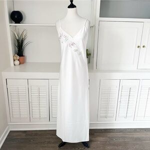Make offer! Saks Fifth Avenue White Long Floral Embroidery Slip Dress Medium